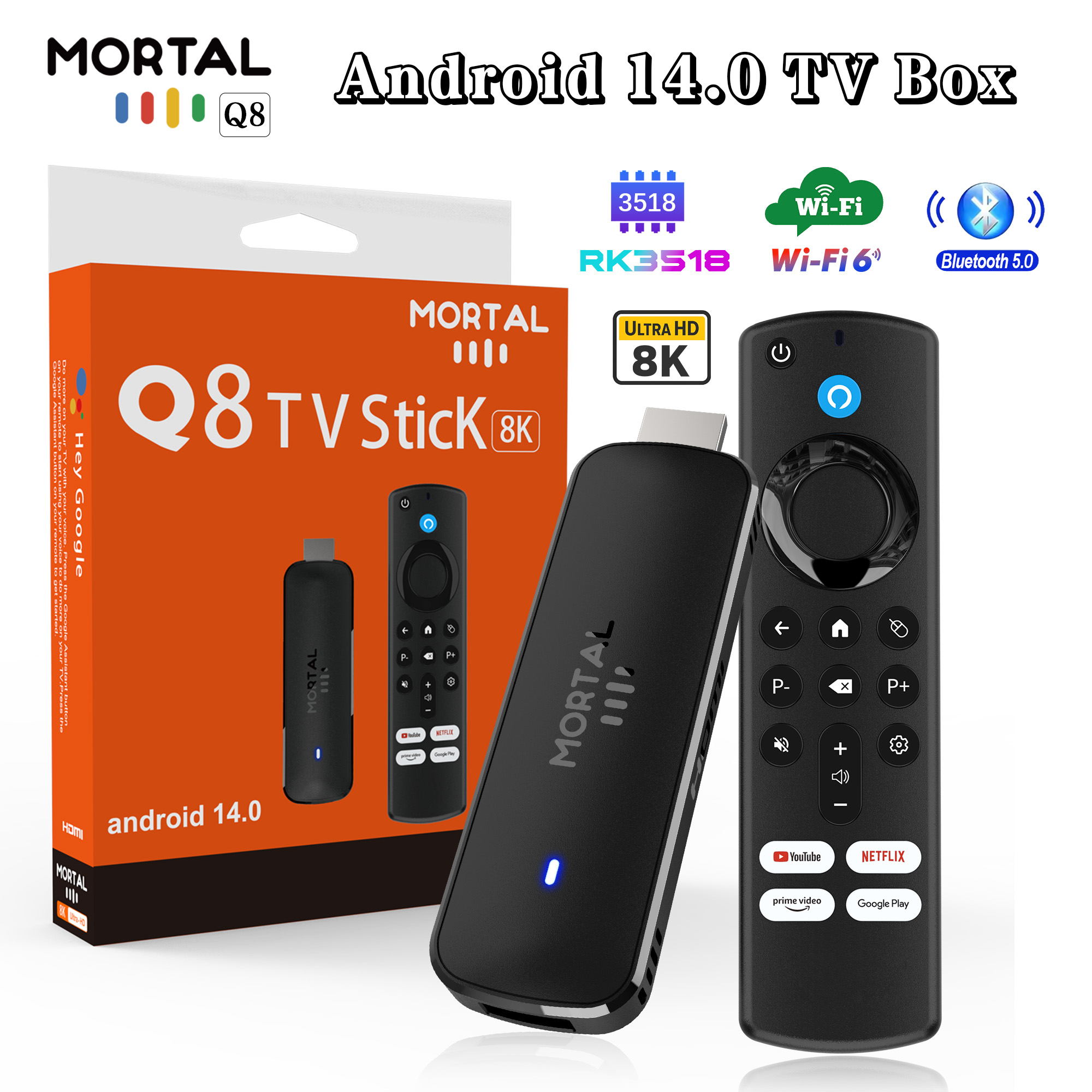 Home Cinema Youtube - Q8 Smart Android14 TV Stick 8K@60fps