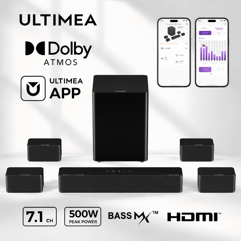 Home Cinema Dolby Atmos 7.1 - ULTIMEA 500W 7.1ch Soundbar with Dolby