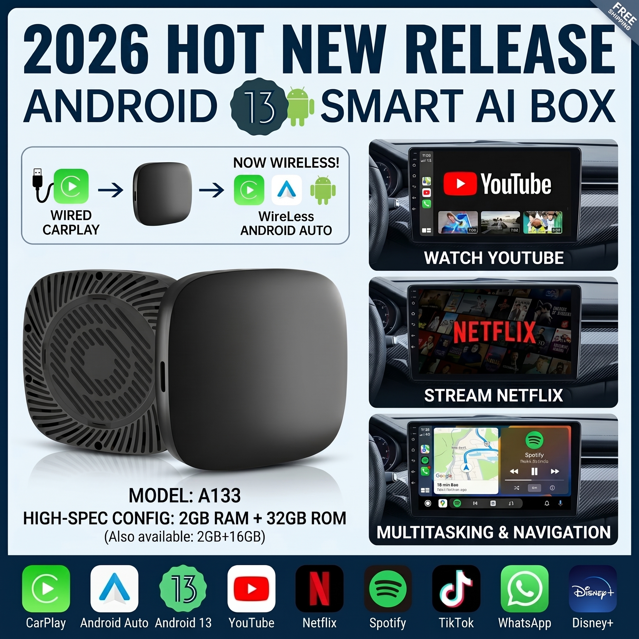 Home Cinema Youtube - 2026 Kowankit Android13 CarPlay Ai Box