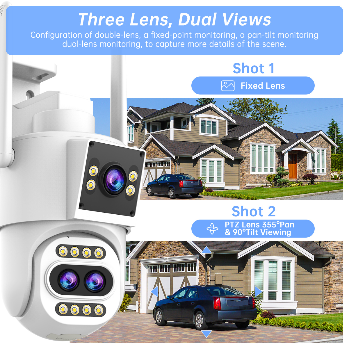 JOOAN 4K Three Lens WiFi IP Ca - Home Cinema Wall Panels recension och pris