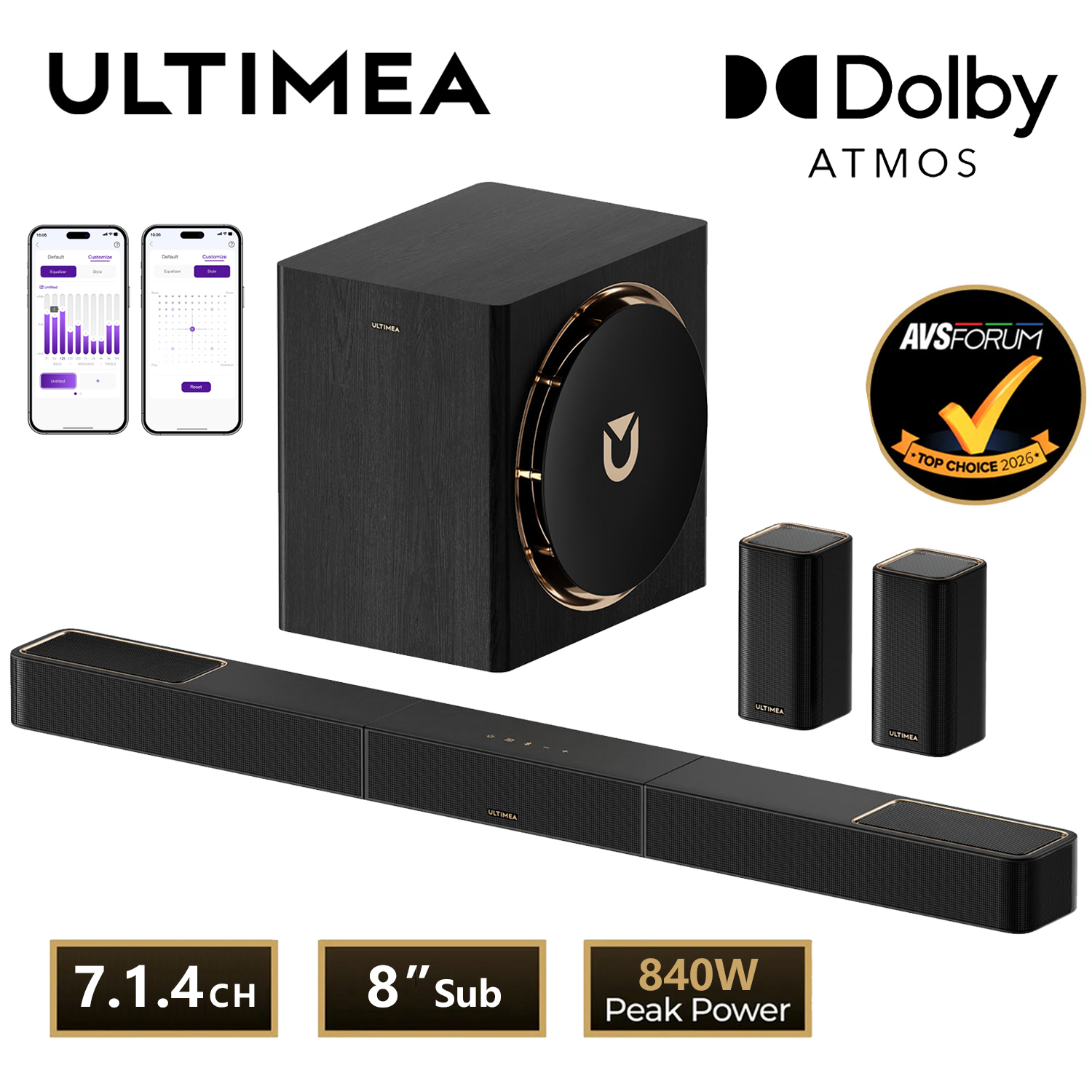 ULTIMEA 840W 7.1.4ch Soundbar  - Home Cinema Dolby Atmos 7.1 recension och pris