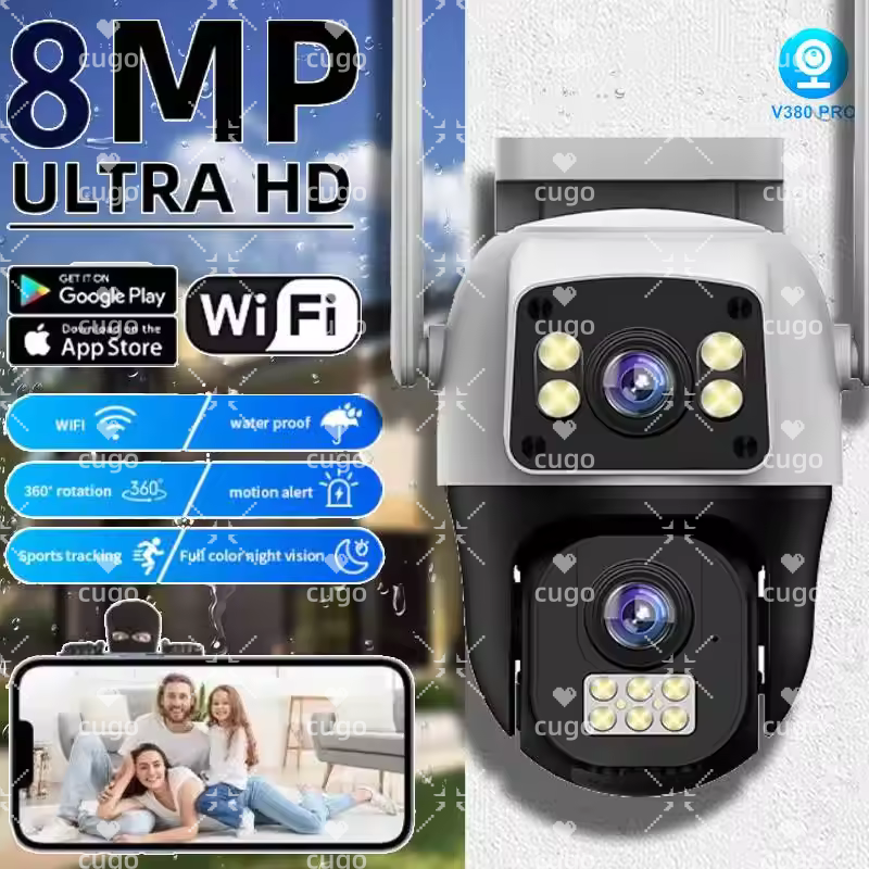 8MP 4K WIFI IP Camera PTZ Outd - Home Cinema Wall Panels recension och pris