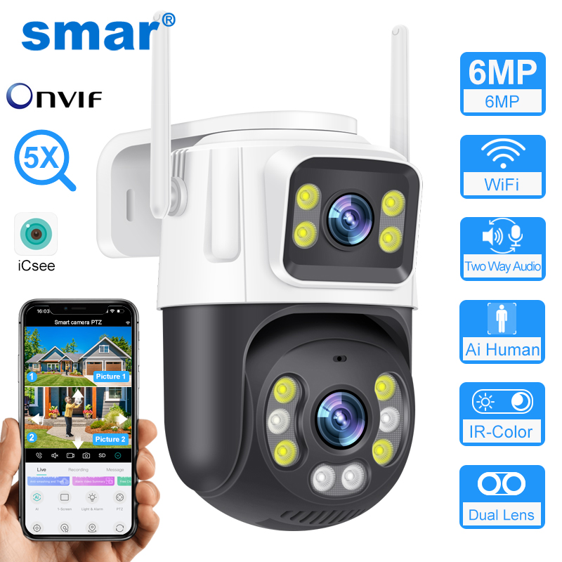 Smar PTZ Wifi Camera 6MP Dual  - Home Cinema Wall Panels recension och pris