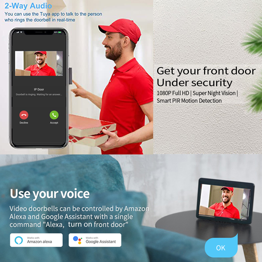 KW02 Wifi Video Doorbell Syste - Home Cinema Wall Panels recension och pris